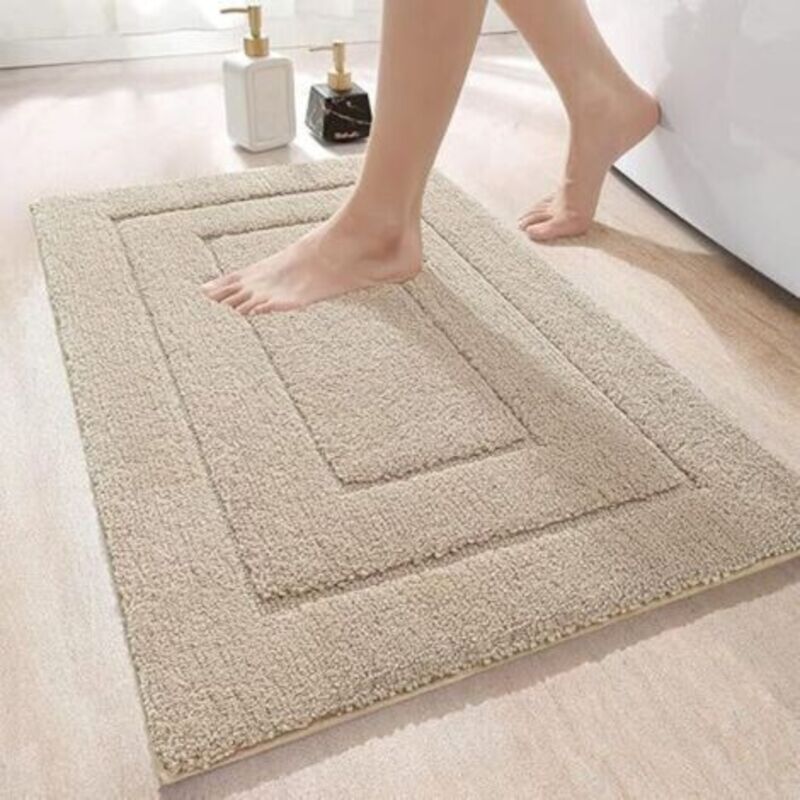 50 X 80 Cm, Beige, Rutschfester Badteppich, Weicher Mikrofaser-badteppich, Wasserabsorbierend, Maschinenwaschbar, Extra Dicker Duschvorleger Für Das Badezimmer