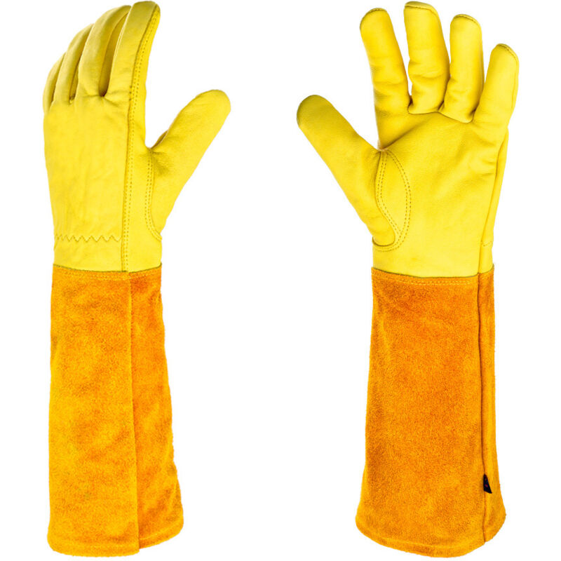 Handschuhe - Paar Gartenhandschuhe - Lederschutz - Gartenhandschuhe Für Dornen Und Brombeeren Sowie Arbeitshandschuhe, Beige