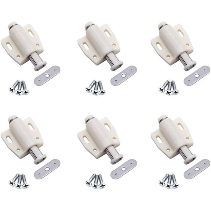 Set Aus 6 Magnetischen Schnappverschlüssen Mit Entsperrtaste, Türstopper Und Dämpfer Für Schranktüren Mit Druckknopf, Verriegelung Für Schnappverschlüsse. (beige)