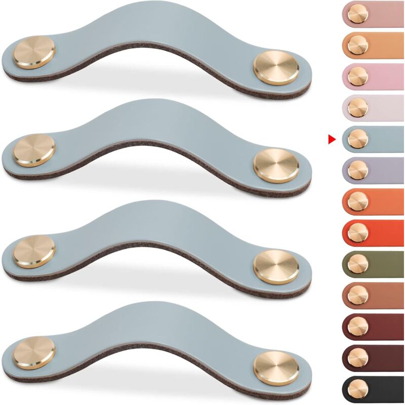 Ledergriffe Für Möbel, Schranktürknöpfe, Lederknöpfe Für Schubladen, Vintage-möbelgriffe Für Schränke, Kommoden, Küche, Bad (blau, 128 Mm)