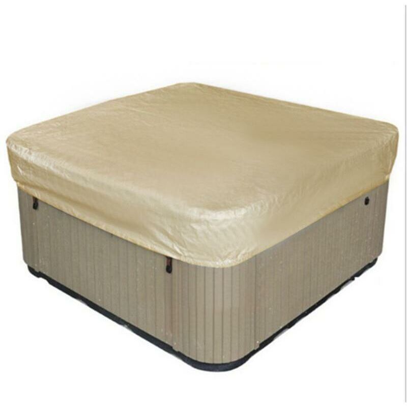 Außenabdeckung Für Whirlpool-spa, Quadratische Wasserdichte Abdeckung Aus 190t Polyester-gewebe, Staub- Und Uv-beständig, Mit Aufbewahrungstasche, Beige, 207×207×30 Cm