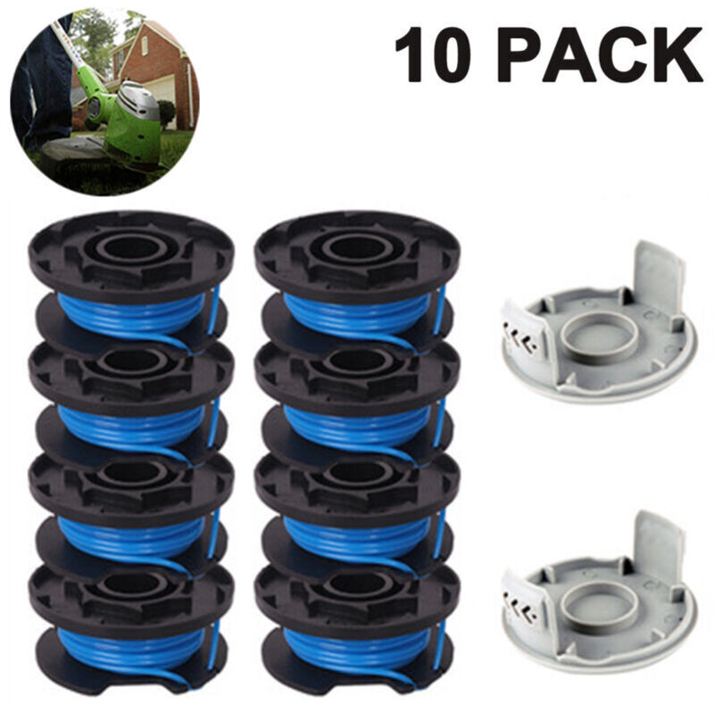 Ersatzspulenlinie Für Rasenmäher, Umfasst 2 Kompatible Mähkopfdeckel Für Ryobi One+ Ac14rl3a 18v, 24v, 40v Kabellose Rasenmäher, 8 + 2er Pack