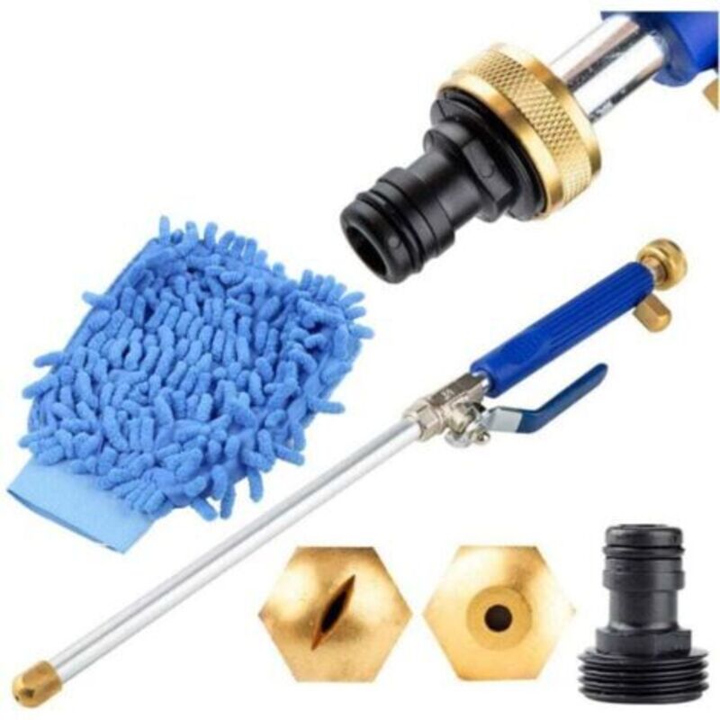 Hochdruck-wasserlanze Für Wasserpistole Mit 2 Reinigungsdüsen, Spritzdüsen, Gartenschlauchanschluss, 46 Cm Garten-dusche, Hydro-jet-power – Blau