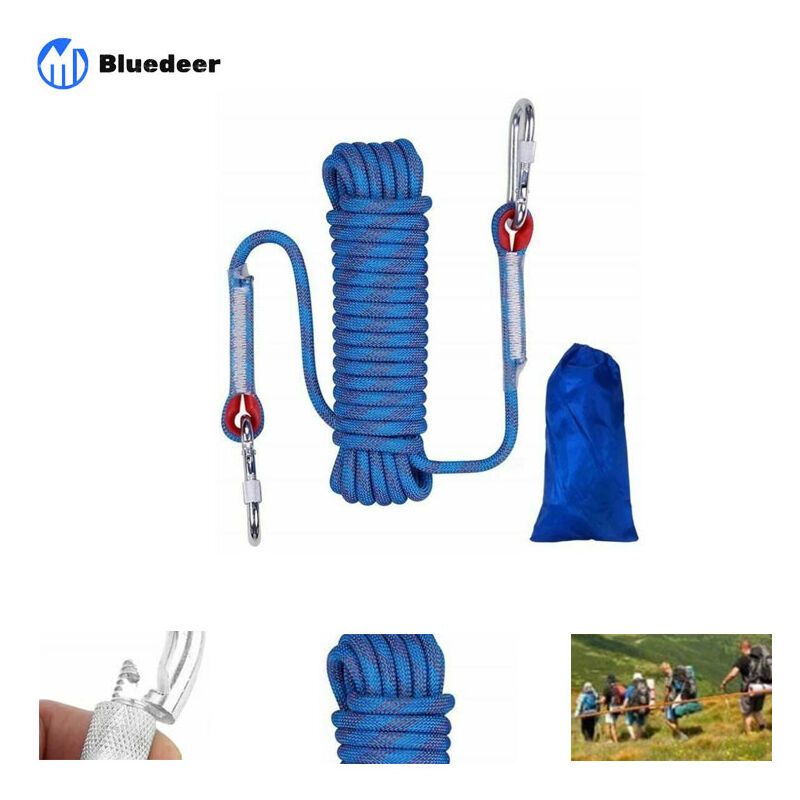 Sicherheitsseil, Nylonseil, Outdoor-kletterseil, Kletterseil, Kletterseil, Rettungsseil, Abseilseil, Kletterseil, 20 Meter Blau 12mm