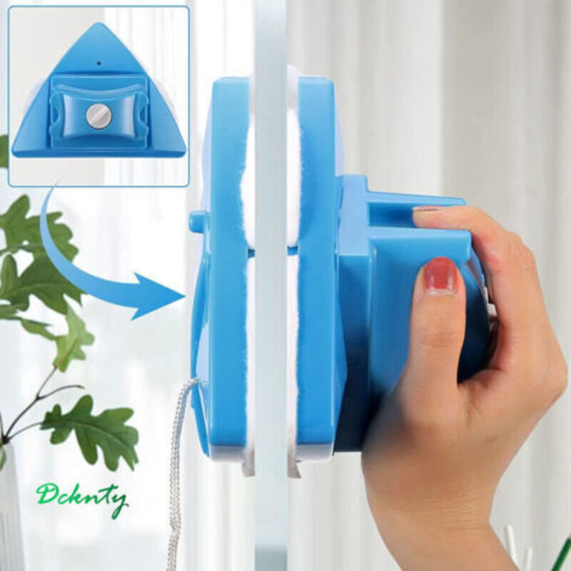 Doppelseitiger Fensterreiniger, Magnetischer Glaswischer, Verstellbares Magnetisches Reinigungswerkzeug Mit Bürste, 5 Für Hochgelegene Verglaste Fenster (blau)