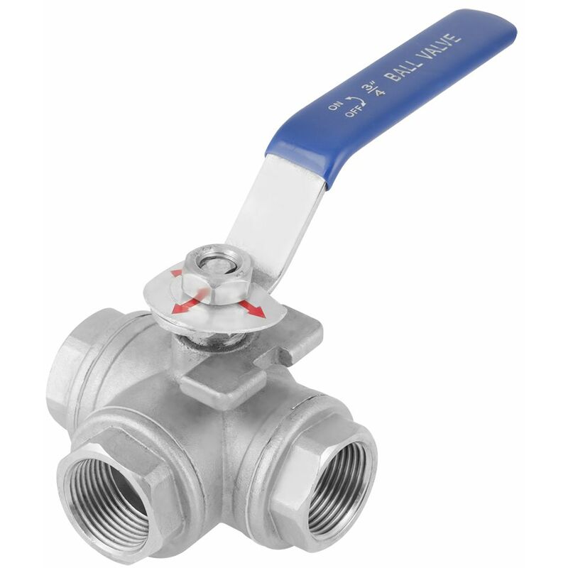 3-wege-kugelventil Aus Edelstahl Sus304 – Eingangsgewinde Dn20 – Ausgangsgewinde 3/4" – Blauer, Rostfreier Vinylgriff
