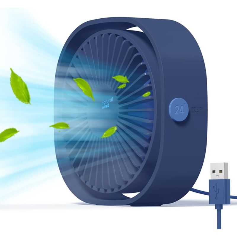 Mini-usb-ventilator, Tragbarer Ventilator, Leiser Ventilator, Schreibtischventilator Mit 3 Einstellbaren Geschwindigkeiten, Usb-stromversorgung, Für Zuhause Und Büro (blau)