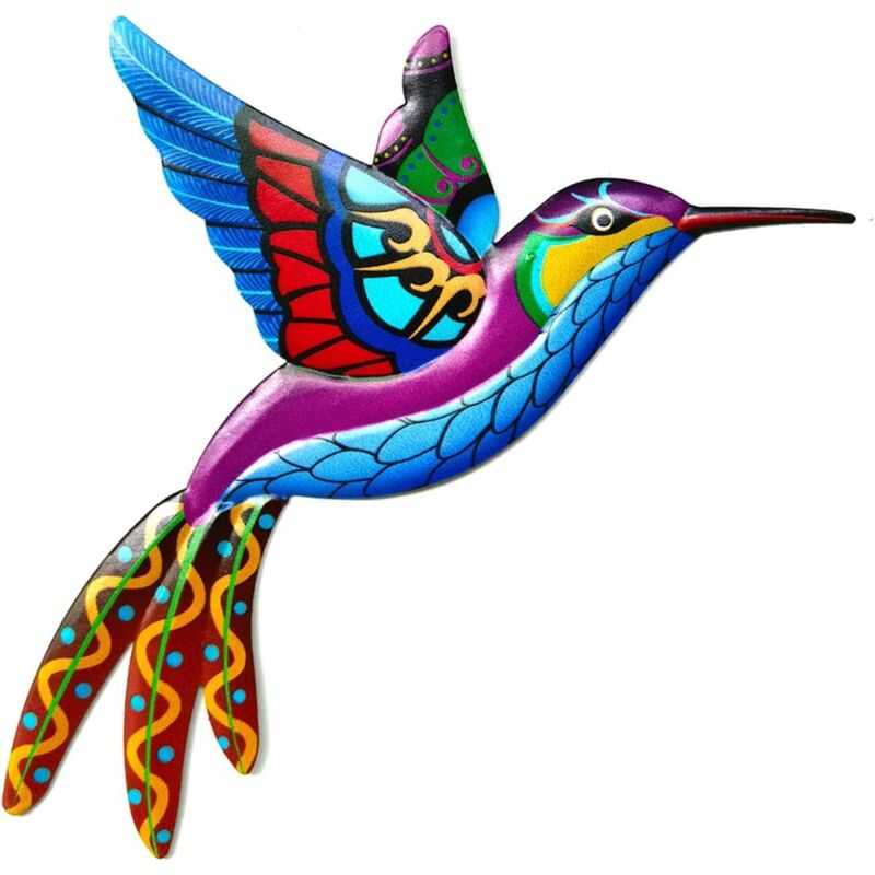 Metall-wanddekoration In Kolibristil – Schmiedeeiserner Vogel – Zum Aufhängen Geeignete Wanddekoration – Für Innen- Oder Außenbereich – Für Garten, Hof, Haus, Terrasse – 1 Stück, Blau