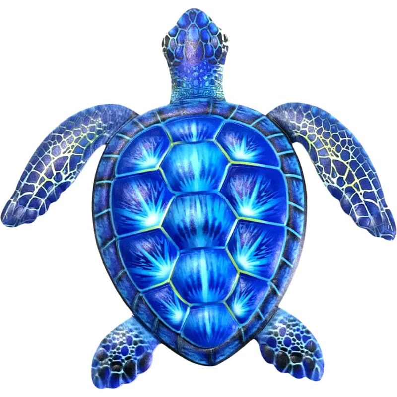 Dekorative Metallschildkröte Aus Eisen – Blaue Wandskulptur Für Draußen – Für Terrasse, Pool, Garten, Wohnzimmer – Einfach Aufzuhängen