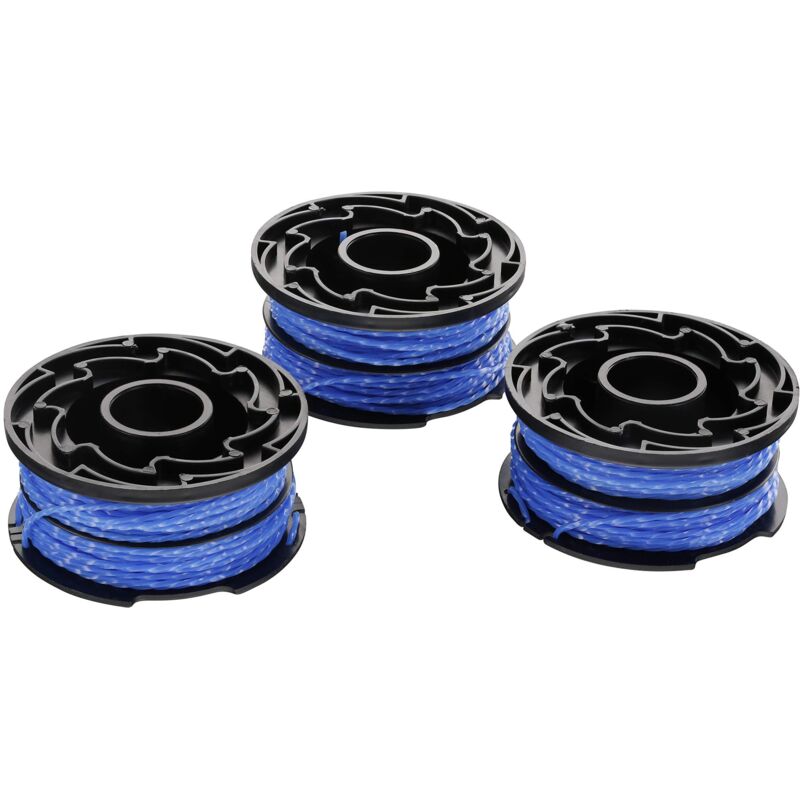 Black+decker 3er-pack Ersatzspulen Für Rasentrimmer, Reflex Plus Spule Mit Automatischem Vorschub, 3 X 12 M Nylonfaden, Fadendurchmesser ⌀1,5 Mm, A6441x3-xj Blau
