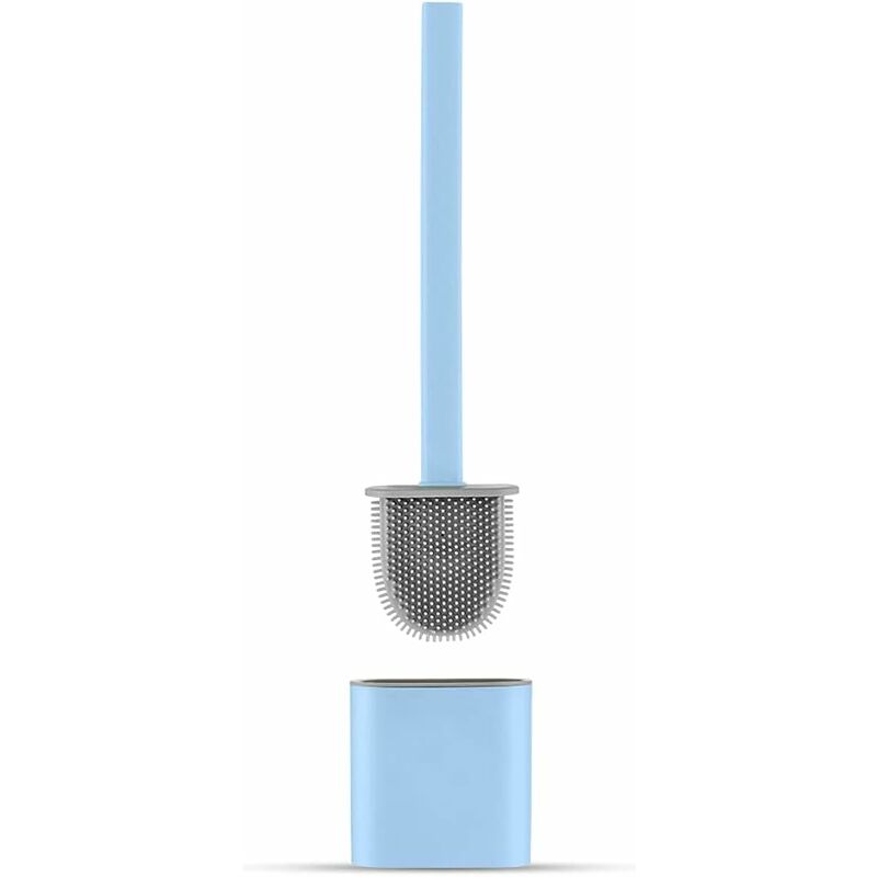 Flache Silikon-wc-bürste – Toilettenbürste Mit Halter, Tropffrei, Antibakteriell, Belüftete Wc-bürste, Schnelle Geruchsfreie Trocknung, Wand- Oder Bodenmontierbare Klobürste, Für Bad Und Wc, Blau