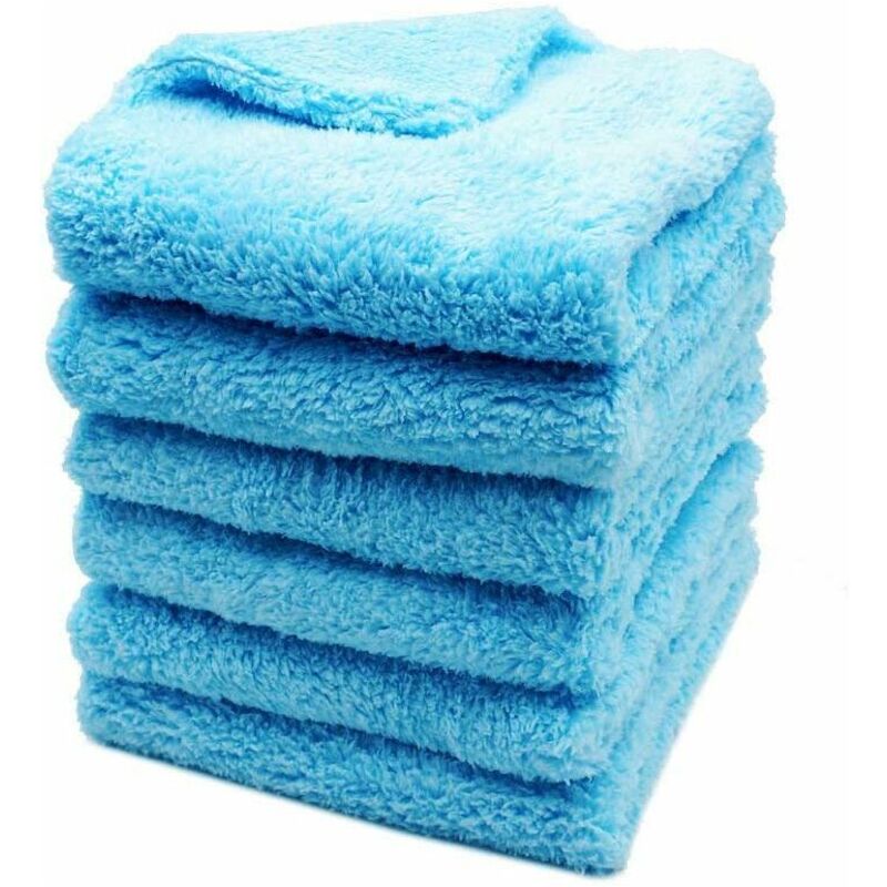 6er-set Randlose Mikrofasertücher Für Autos, 450gsm Ultra-absorbierende Mikrofaserhandtücher Zum Trocknen Und Polieren Von Autos, 40x40cm (blau)