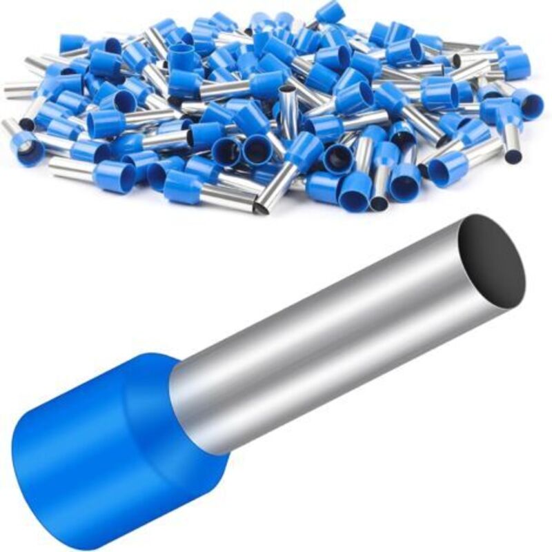 Satz Von 150 Kabelendhülsen, 16 Mm², 18 Mm Lang, Aus Polypropylen, Teilisoliert, Aus Verzinntem Kupfer, Blau (16 Mm² X 18 Mm)