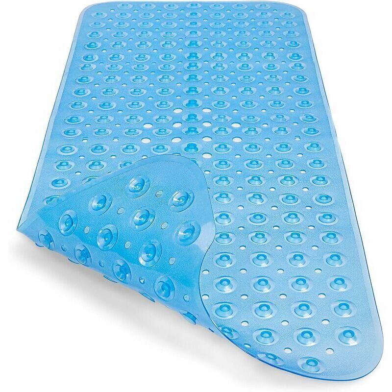 Rutschfester Badematten Teppich Extra Lange Duschmatte Kinder Badematte Mit Saugnäpfen Maschinenwaschbar Schimmelresistent Antimykotisch Ohne Phthalate Latex (88 X 40 Cm, Blau)