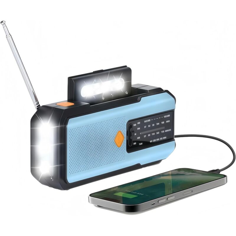 Tragbares Solar-notfallradio, 2000 Mah, Blau