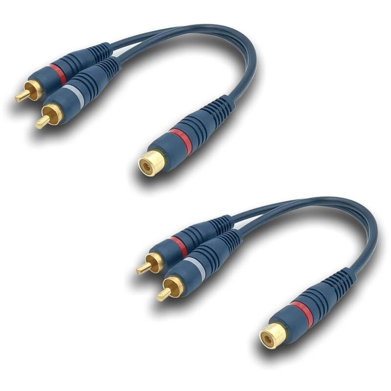 Y-splitter Audioadapter Rca, 15 Cm Rca-auf-klinkenkabel, 1x Buchse Auf 2x Stecker Rca-kabel Für Subwoofer, Plattenspieler, Av, Auto-audio, Subwoofer (rca-y-kabel, 2er-pack, Blau)