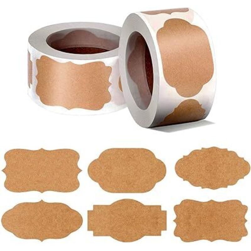 Kraftpapier-etiketten-aufkleber, 600 Stück Selbstklebende Etiketten, Aufkleber Für Büro Und Küche, Verwendet Für Ordner, Flaschen Und Geschenkverpackungen (braun)