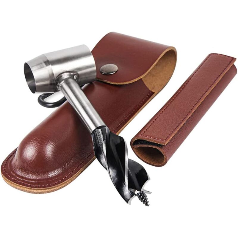 Handbohrer Für Die Holzbearbeitung, Survival-handbohrer Mit Ledertasche, Handspindel Für Bushcraft, Camping-handbohrerset Für Holz (braun)