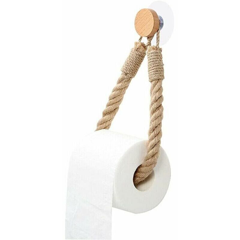 Selbstklebender Toilettenpapierhalter, Retro Hanfseil-handtuchhalter, Toilettenpapierhalter Für Bad Und Küche - Braun