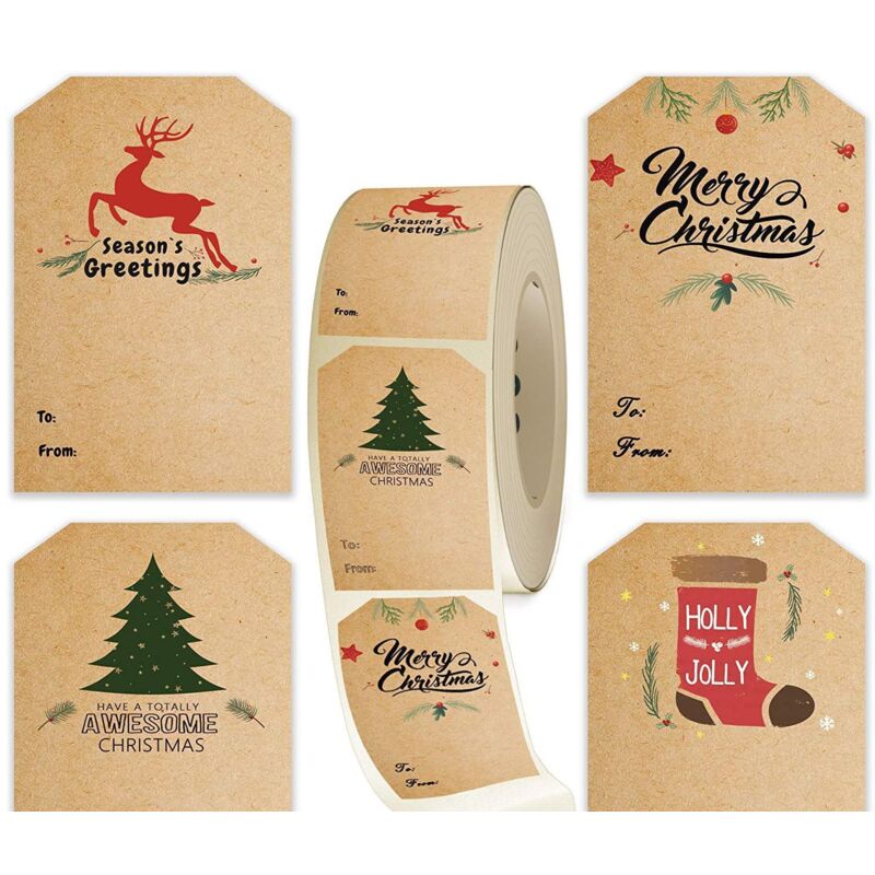 300 Stück Weihnachts-geschenkanhänger, Selbstklebende Weihnachtsaufkleber, 7,5x5 Cm Große Klebeetiketten