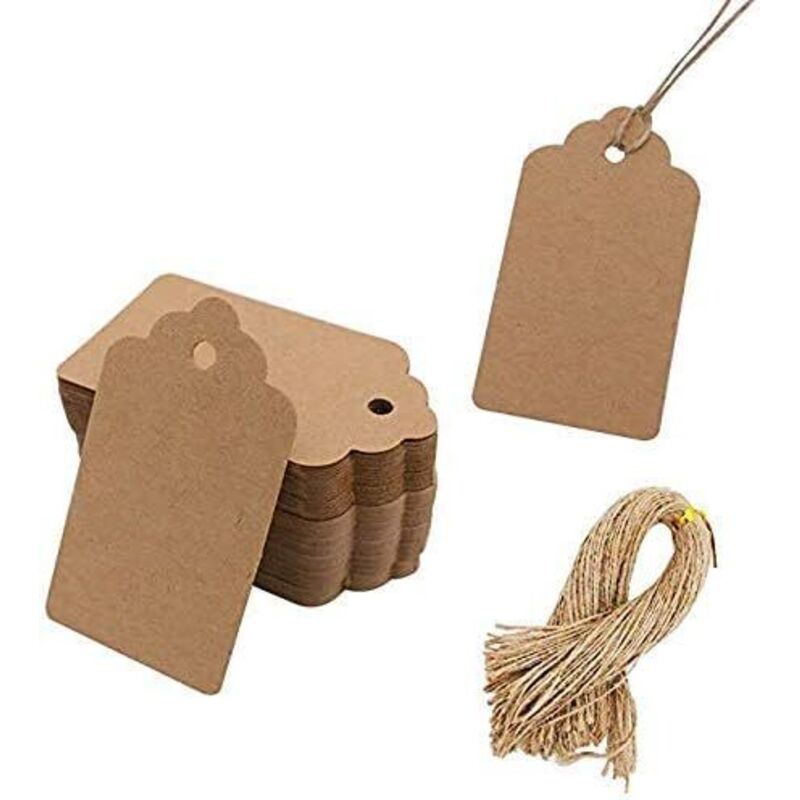 100 Stück Geschenkanhänger Aus Kraftpapier Mit Schnur, Leere Geschenktütenanhänger Preisetiketten (braun)