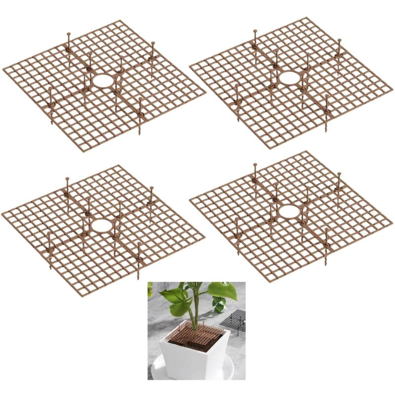 4er-set Blumentöpfe, 30 Cm, Mit Zentralem Ausschnitt Für Pflanzen (braun)