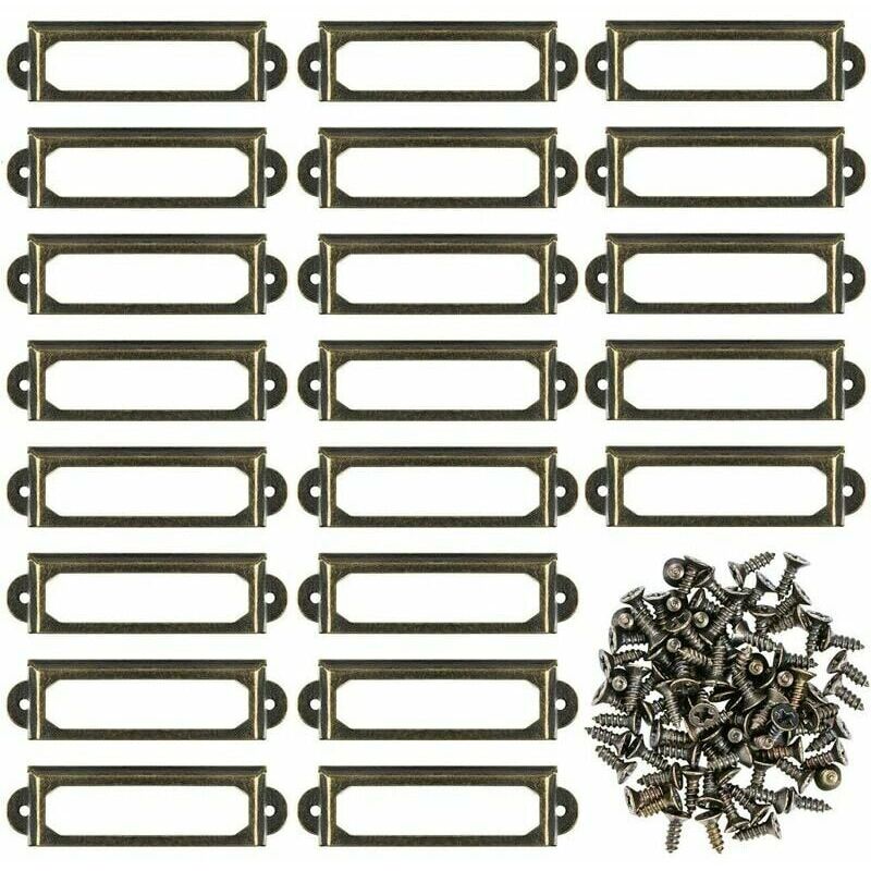 5er-pack Metall-etikettenhalter Für Möbel, Schubladen, Schränke, Karten, Namensschilder, Rahmen Mit Schrauben Für Büro, Bibliothek, Regale Bronze (s 59 X 17 Mm)