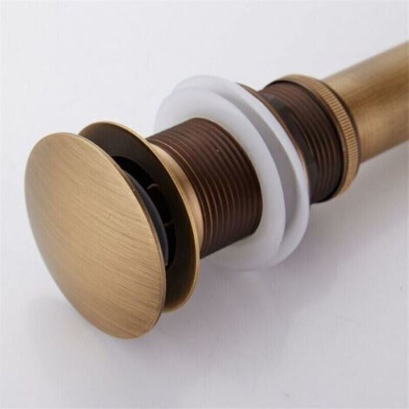 Pop-up Retro Dusch- Und Waschbeckenstopfen, Klick-klack Ablauf Ohne Überlauf, Aus Universal Einsetzbarem, Poliertem Bronze-messing, Abflussventil Für Spüle Und Waschtisch, Siphon Ohne Überlaufloch