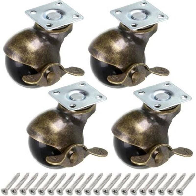 Bronzene Kugelrolle, 50mm Kugelrollen, Abgerundete Kugelrollen Mit Bremse, Ersatz Für Möbel, Sofas, Stühle, Schränke, 4 Stück