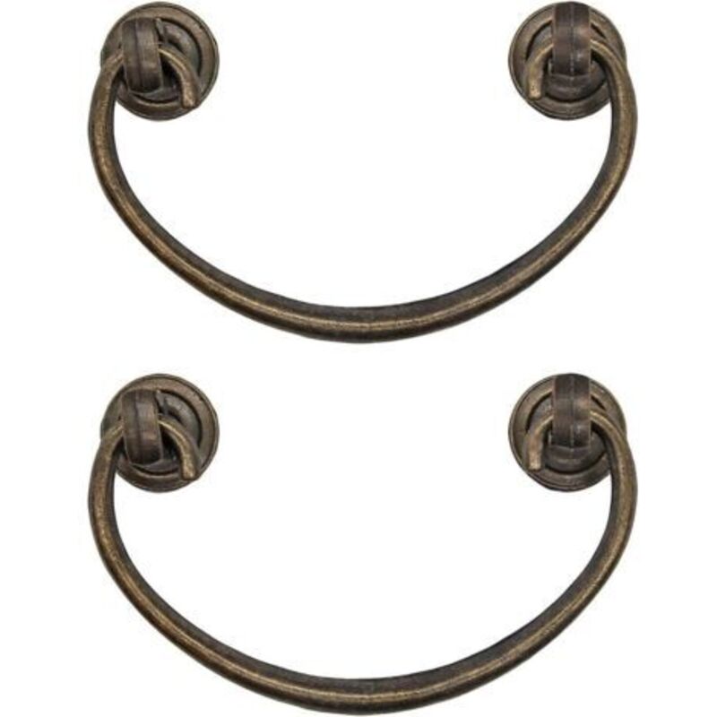 Set Aus 2 Antiken Klappgriffen Für Möbel, Schubladengriffe, Schrankgriffe, Klappgriffe Für Truhen, Schränke, Kommoden, Antikbronze, Messing