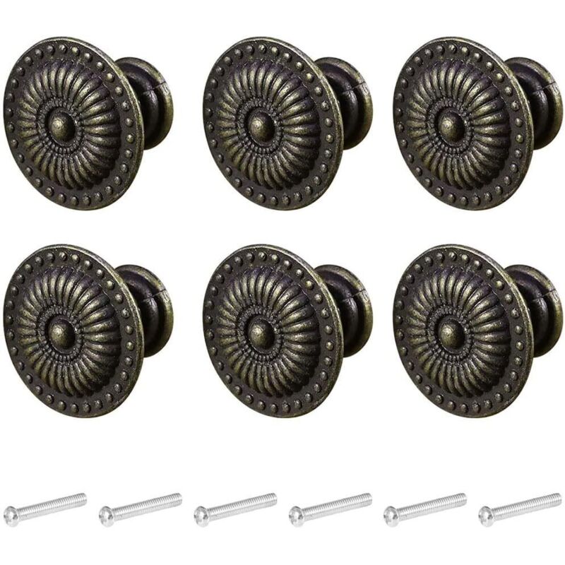 Möbelknöpfe, 6 Stück Schubladenknöpfe, Vintage Schrankknopf, Für Kommode Küchenschränke Im Bronze-stil (bronze)