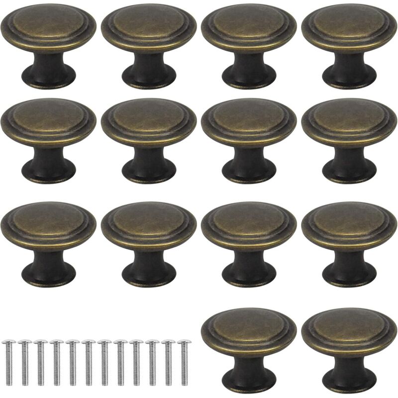 16 Stück Vintage-schubladengriffe 29mm Runde Bronze-schubladengriffe Messing-schrankgriffe Nachttisch-türgriffe Möbelgriffe Mit Schrauben