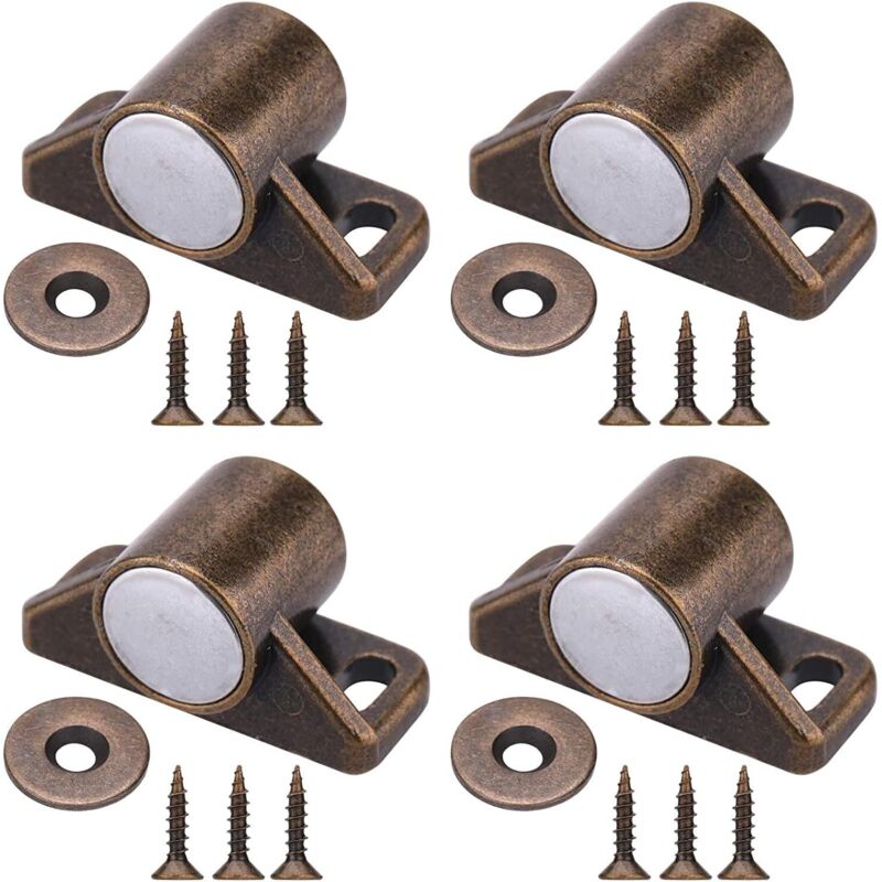 4 Stück Magnetische Türverriegelungen Mit Edelstahlschrauben Für Schranktüren, Küchenschränke Und Schiebetüren (bronze)
