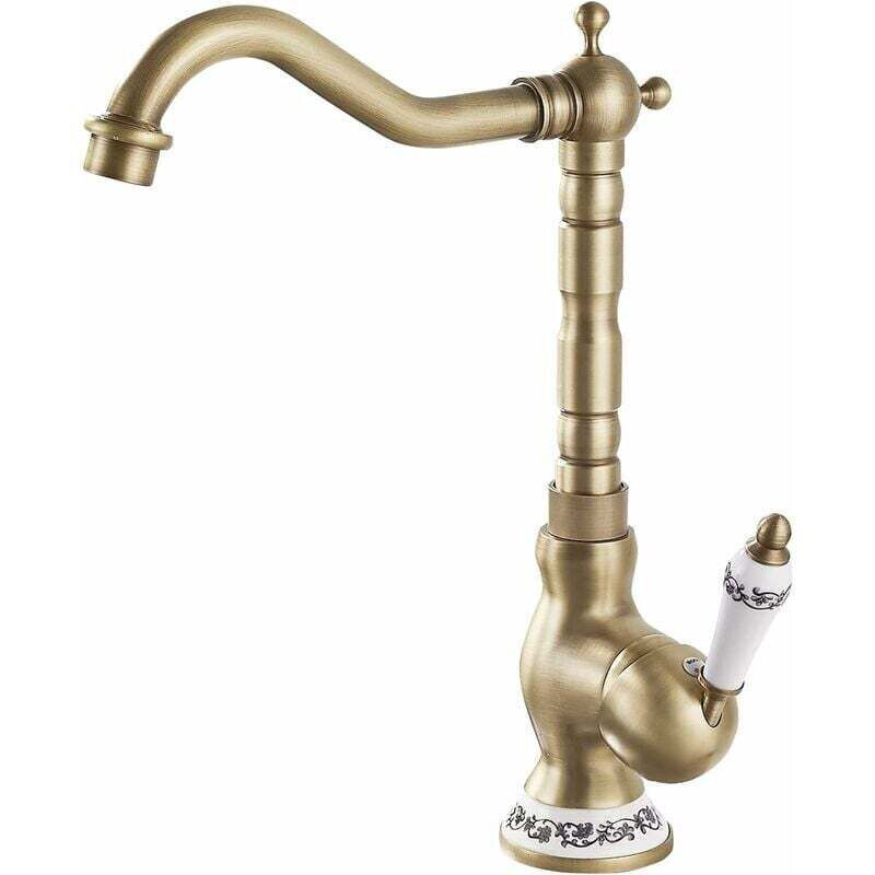 Retro-waschbeckenarmatur Aus Bronzefarbenem Messing, Hoher Einhebelmischer Für Das Badezimmerwaschbecken. Verfügbar Für Warm- Und Kaltwasser, Elegantes Und Zeitloses Design, Einfach Zu Installieren Un