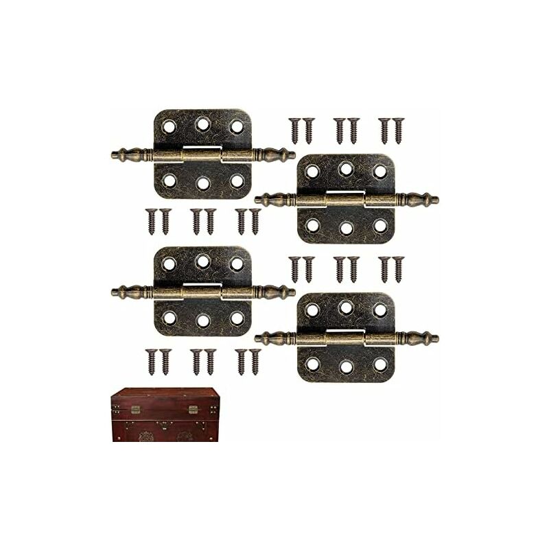 Antike Messingscharniere Mit 24 Schrauben, Flache Vintage-scharniere 70 X 35 Mm, Vintage-türscharniere Für Schränke, Klappbare Bronzescharniere, Antike Möbelscharniere Für Schmuckkästen Und Schränke