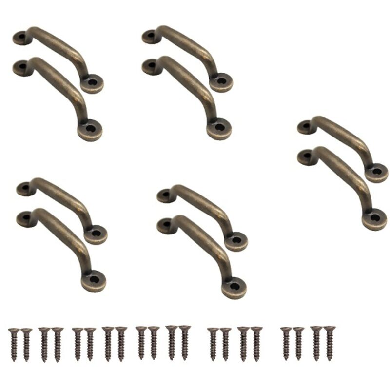 Satz Von 10 Antiken Bronze-griffen Für Schiebetüren, Schränke, Kommoden, Küchen, Sideboards Und Truhen, 90 X 22 Mm
