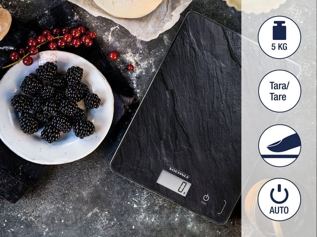 Soehnle Küchenwaage Page Compact 300 Slate, Tragkraft 5 kg, 1 g genaue Teilung