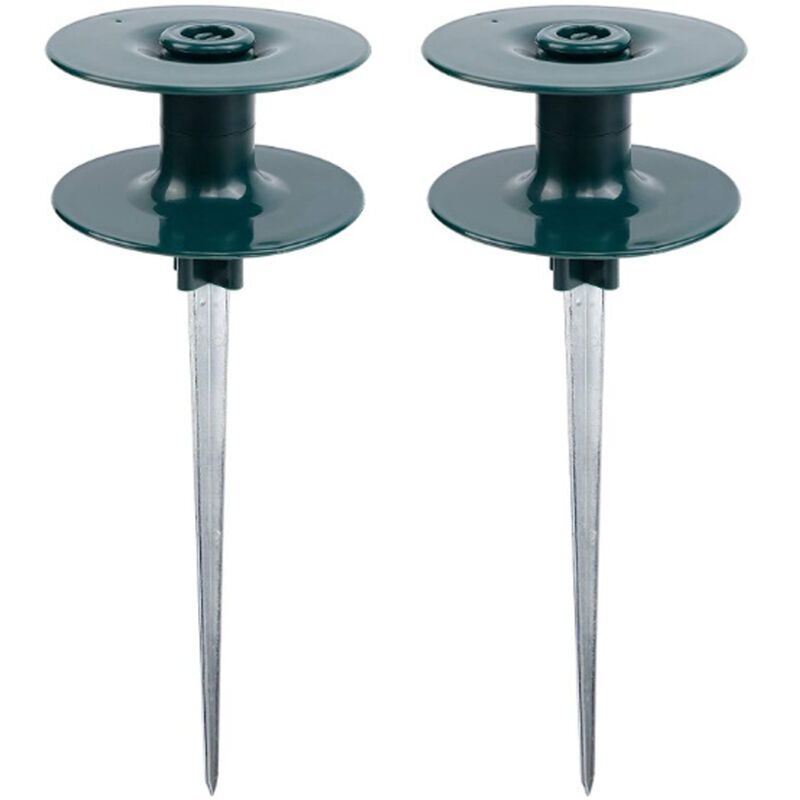 2er-set Gartenschlauchführungen Aus Robustem, Rostfreiem Zink Mit Dunkelgrünen Metall-erdspießen Für Die Bewässerung, Wasserschlauchführungen, Schlauchführung Auf Erdspieß Aus Zink