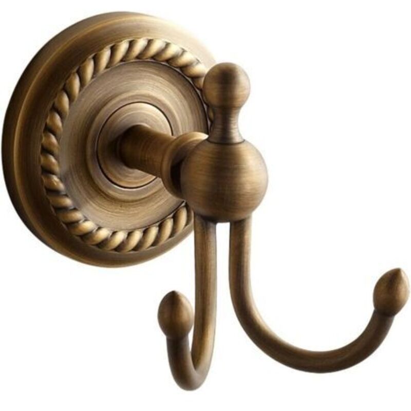 Retro-wandgarderobe Aus Gelbem Messing, Kupfer Und Antiker Bronze, Doppelhäkel-design, Badezimmeraccessoire