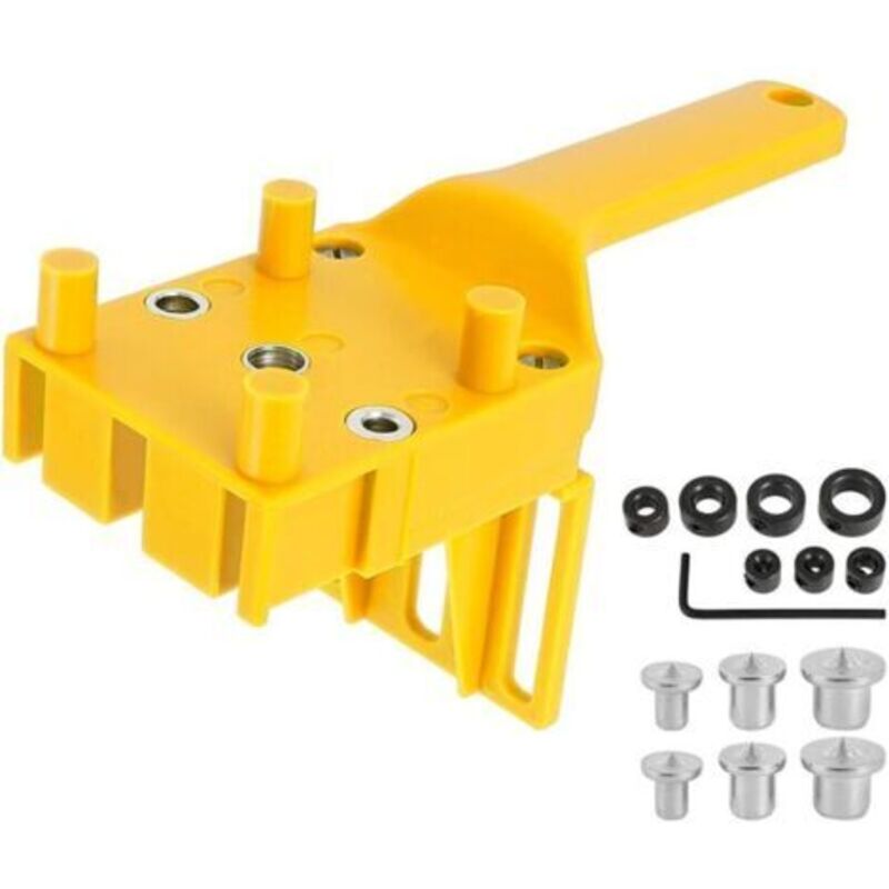 Promotion, Satz Von Bohrlehren Für Holzdübel, Bohrführung Für Holzdübel Mit Parallelem Anschlag, Dübel-bohrschablone Mit Zentrierhilfe 6 Mm/8 Mm/10 Mm (15 Teile, Gelb)..debuns