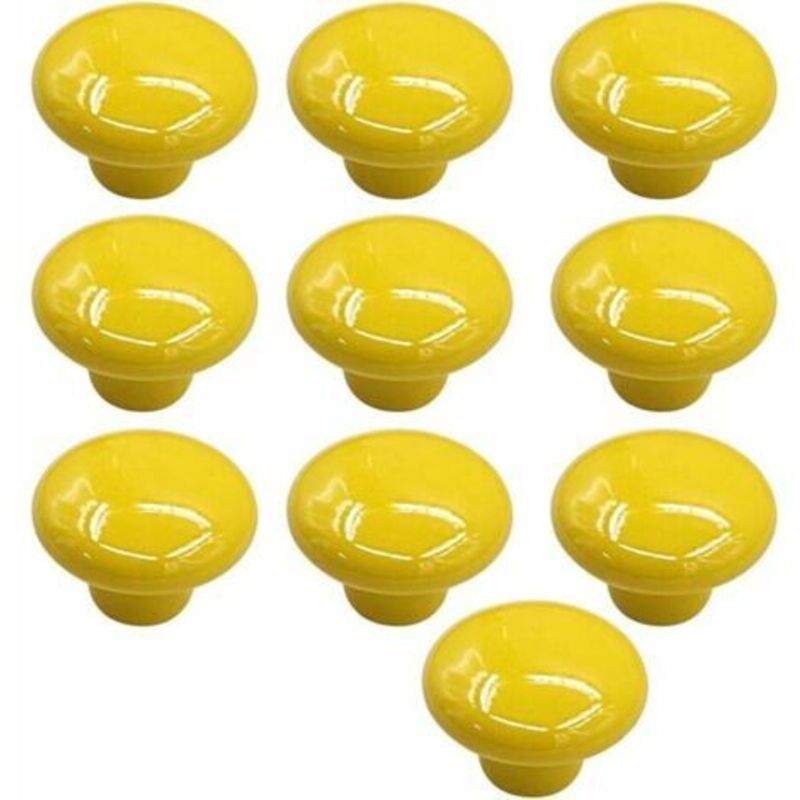 10er Set Keramik-türgriffe Für Küche, Schrank Und Schubladen, Gelb, 33 Mm