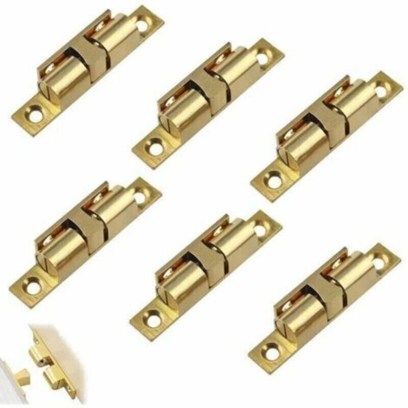 6 Stück Messing-kugelriegel Mit Schrauben, Tür-kugelriegel, Türverriegelung, Messing-türriegel, Doppelkugel-schnapper Für Schrank-, Möbel-, Türen- Und Schrankschlösser