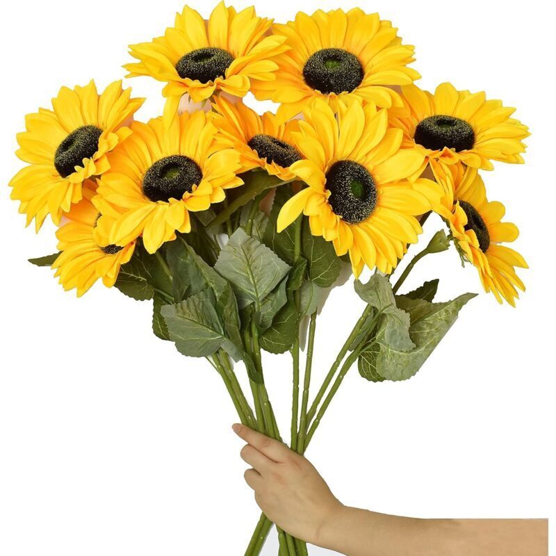 6er Set Künstliche Seiden-sonnenblumen – Lange Stiele 56 Cm – Dekoration Für Hochzeit, Party, Zuhause – Gelbe Farbe