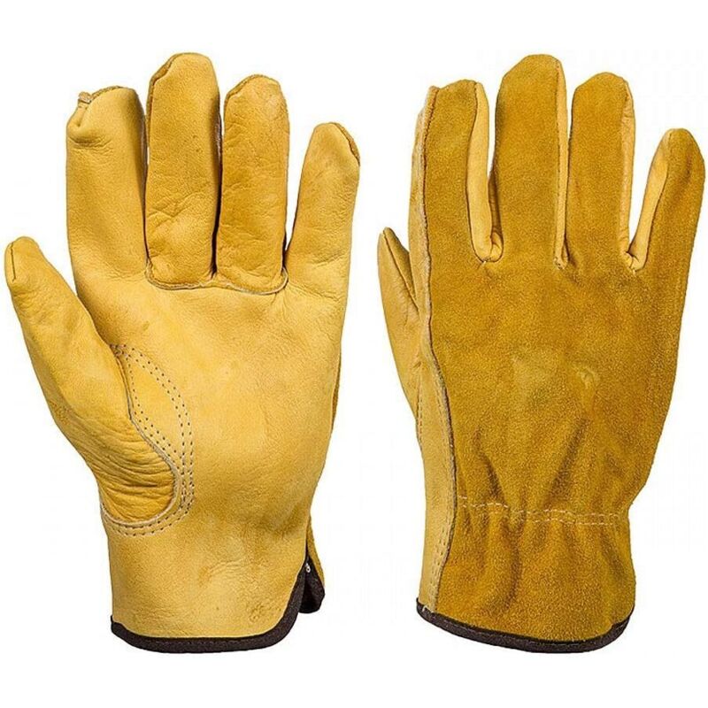 Gartenhandschuhe Für Männer Und Frauen, Gelbe Leder-arbeitshandschuhe, Komplette Gartenhandschuhe, Xl