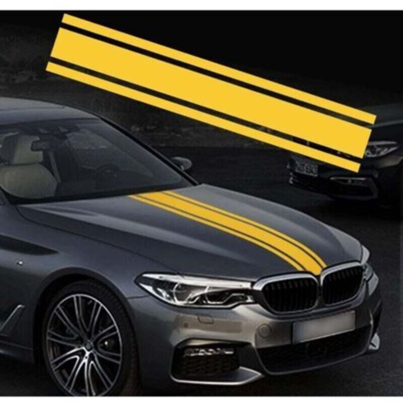 Motorhaubenstreifen Racing-aufkleber 124 Cm - Karosserie-seitenaufkleber, Dach, Schweller, Stoßstange - Vinyl Modifiziertes Auto-dekor (gelb)