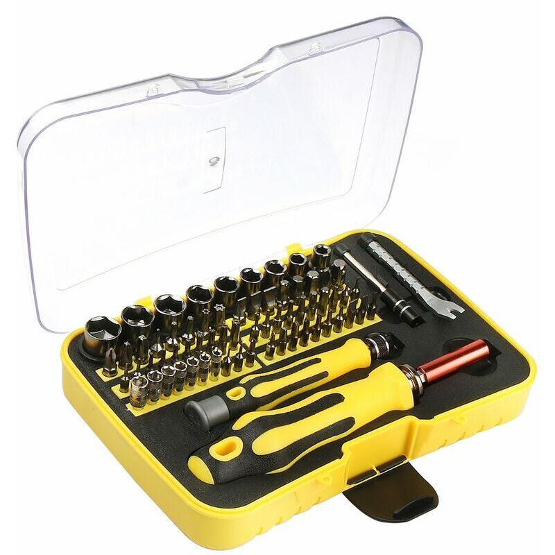 Präzisionsschraubendreher, Tragbares 70-in-1-reparaturset Für Laptops/brillen/ohrringe/smartphones (gelb)
