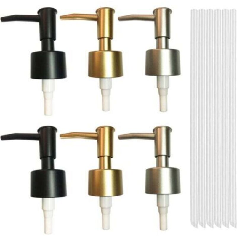 6 Stück Seifenspender-pumpen, Kunststoff-siruppumpe Ersatzpumpe Mit Schlauch Für 25 Mm Gewinde Seifenspender Küche, Badezimmer (gold/silber/schwarz)