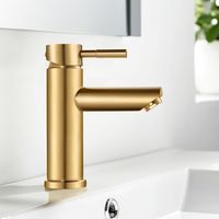 Waschbeckenarmatur, Einhebelmischer Aus Edelstahl 304 Für Badezimmer, Warm- Und Kaltwasser-waschtischmischer, Einlochmontage, Gebürstetes Gold Messing