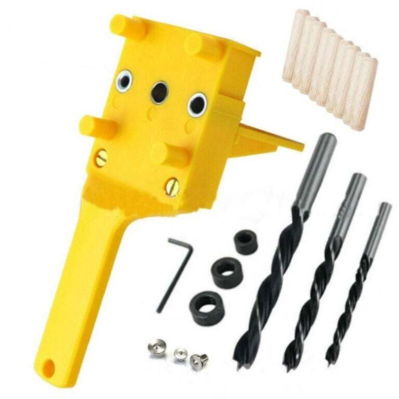 Shining House 41-teiliges Dübel-bohrschablone-set, Holzverbindungs-bohrhilfe Mit Zentrierstiften 6/8/10 Mm Für Manuelle Holzdübel (gelb)