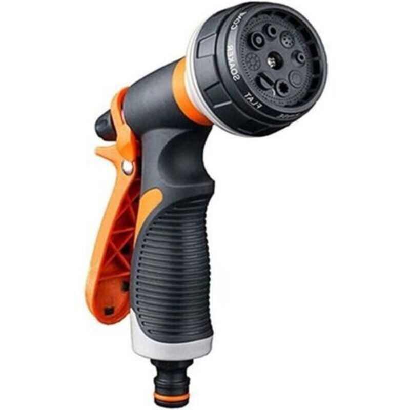 Gartenschlauch-spritzpistole, 8 Sprühmodi, Multifunktionale Garten-sprühflasche, Komfortable Kunststoff-spritzpistole, Ideal Zur Autowäsche, Zum Bewässern Von Rasen Und Garten, Grau/orange